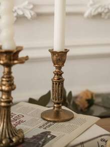 1 Piece French Vintage Style Worn Gold Candle Holder Base European Wedding Decor Home Decor, Decor, Festivals, Gifts