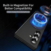 Hadaasi 1 pieza Funda con soporte magnético multicolor con película de vidrio templado integrada, soporte giratorio de anillo de 360°, compatible con carga inalámbrica magnética Magsafe, hebilla de anillo de dedo invisible, tacto de piel mate cómodo, adecuado para Samsung Galaxy Z Fold 8 Ultra/Z Fold 8/Z Fold 7/Z Fold 6/Z Fold6 Slim/W25/Z Fold 5/Z Fold 4/Z Fold 3 - Multicolor - Ver 7