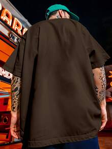 Camiseta Oversized Streetwear Jesus É Meu Rei Coroa Salvador REF 7231 FLUXOGEEK - Marrom - Visão 2