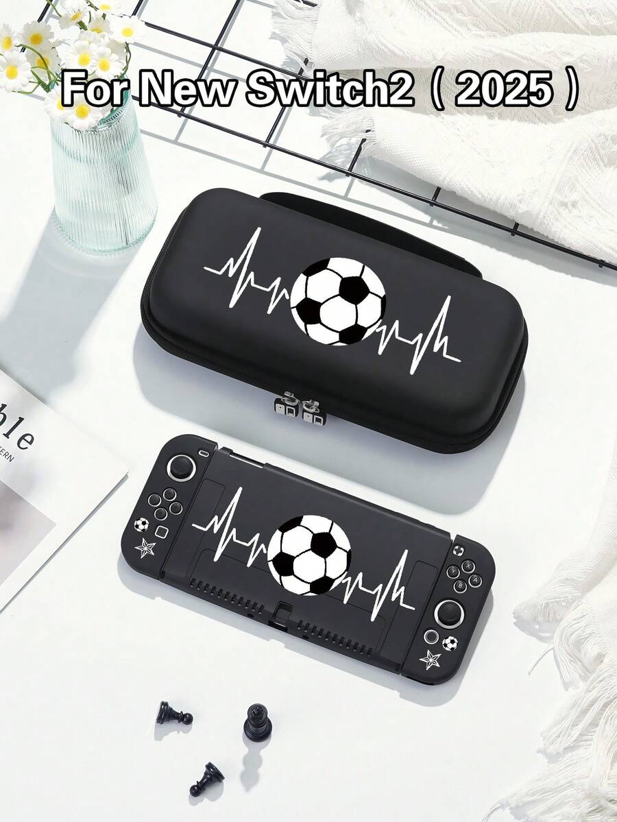 1 件足球设计保护套,适用于 2、Switch NS/Switch OLED/Lite、Switch 控制台配件、储物袋、Switch 保护套、浪漫礼物,兼容 Switch 播放器 - 彩色 - 查看 1
