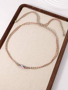 1 件多色绳结金属六角珠心形吊坠字母项链，适合女士、日常/派对佩戴情人节、妈妈、母亲、母亲节、礼物 - 彩色的 - 查看 11