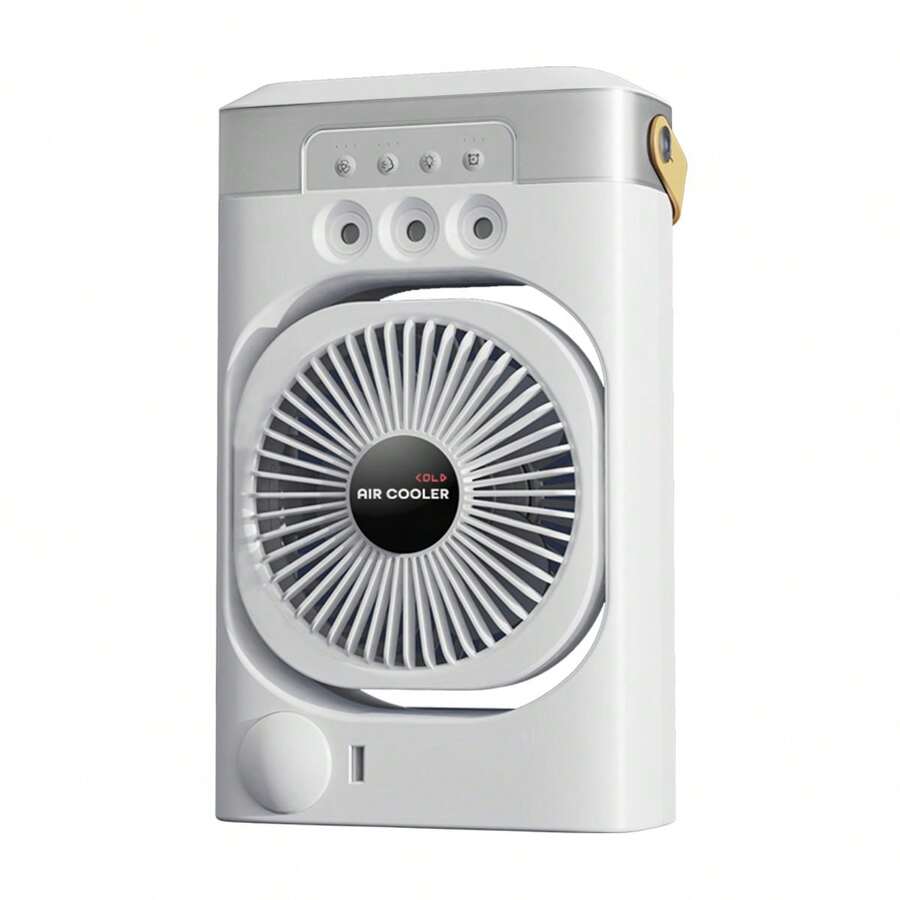 Portable USB Desktop Fan, Three-Speed Three-Hole Spray Fan, Humidifying And Cooling Spray Fan, With Seven-Color Lights, Highly Suitable For Home, Office And Summer Use, It Is A Multi-Functional Appliance