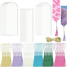 73pcs Blank Clear Acrylic Bookmark Set, Including Colorful Bookmarks With Tassel, DIY Crafts Stationery, Office Supplies,School Supplies,Back To School - Multicolor - View 1