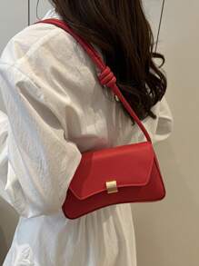 时尚纯色复古法棍简约腋下女士单肩包