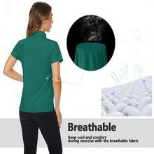 KEFITEVD Women's Polo Shirts UPF 50+ Sun Protection 4 Buttons Casual Work Quick Dry Short Sleeve Collared Golf Shirt - 翠綠色 - 查看 5