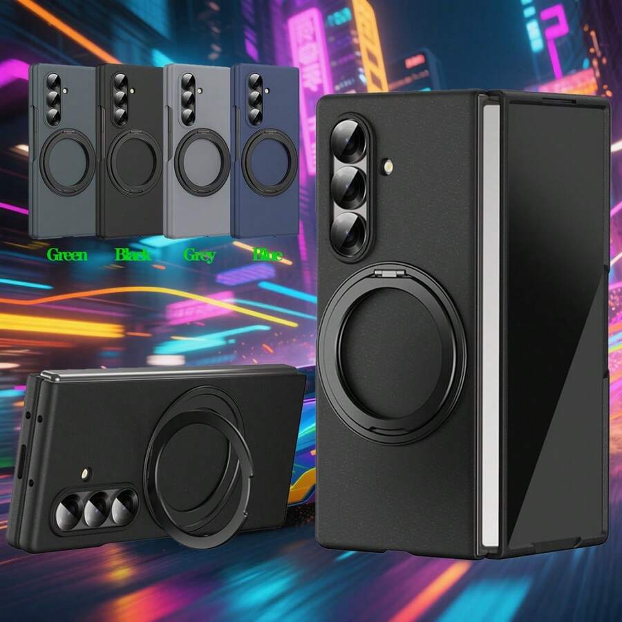 Hadaasi 1 pieza Funda con soporte magnético multicolor con película de vidrio templado integrada, soporte giratorio de anillo de 360°, compatible con carga inalámbrica magnética Magsafe, hebilla de anillo de dedo invisible, tacto de piel mate cómodo, adecuado para Samsung Galaxy Z Fold 8 Ultra/Z Fold 8/Z Fold 7/Z Fold 6/Z Fold6 Slim/W25/Z Fold 5/Z Fold 4/Z Fold 3