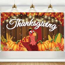 Thanksgiving Banner - Joyful Thanksgiving Decor With Pumpkins, Harvest Themed Home Garden Party Backdrop, Easy Hanging Design, Durable Polyester Fabric, High Quality Printing, Essential For Home Celebration, Cheerful Turkey Pattern