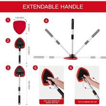 11pcs Auto Windshield Cleaning Kit With 6 Reusable Microfiber Pads, 2 Spray Bottles, Extendable Handles - Green, Popular Auto Cleaning Essential - 紅色 - 查看 4