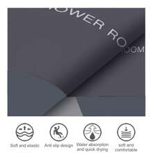 4-Piece Non-Slip Absorbent Microfiber Bathroom Rug Set, Super Soft Quick-Dry Bath Mats With U-Shaped Toilet Rug, Contour Mat, Minimalist "SHOWER ROOM" Design, Machine Washable, Home Hotel Dorm Bathroom Decor - Xám - Xem 8