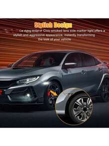 2Pcs Smoked Lens LED Side Marker Lights Shell Front Bumper Side Lamp Case Compatible For Civic 2016-2021 34300-TET-H01 (Without Bulb) - 2pcs - View 6