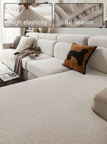 1 pièce Housse de canapé en peluche Teddy de couleur unie, élastique enveloppante, chaude et confortable, style minimaliste Ins, anti-dérapante et anti-salissure, lavable, convient pour canapé en L 1/2/3/4 places dans le salon, la chambre, le bureau