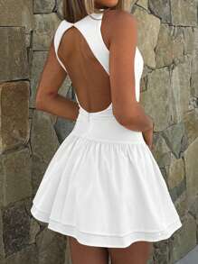 Women's Solid Color Bodycon Backless Christmas Dress