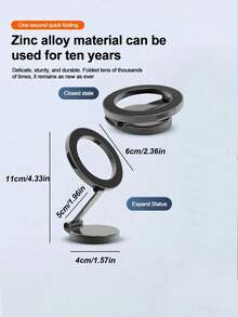 Metal Magnetic Car Phone Holder – 360° Rotating & Folding Design, Powerful Neodymium Magnets, Universal Fit For All Smartphones, Easy One-Hand Operation, Compact & Stable, Premium Dashboard Or Center Console Mount - Black - View 10