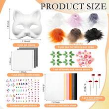 31 piezas Kit DIY para máscara Therian, Kit de materiales en blanco para máscara de gato, Set de accesorios para equipamiento Therian, 7242760 - Rosa Fucsia - Ver 2