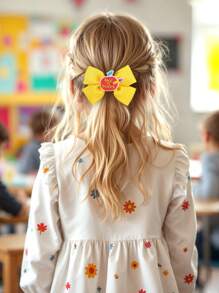 Set da 7 pezzi di accessori per capelli per il ritorno a scuola, con fermagli per capelli in tessuto colorato, lacci per capelli, fermagli a forma di matita e mela, fascia per capelli, forcine, set di accessori per capelli di moda per ragazze, adolescenti, studenti, per uso quotidiano e come regalo