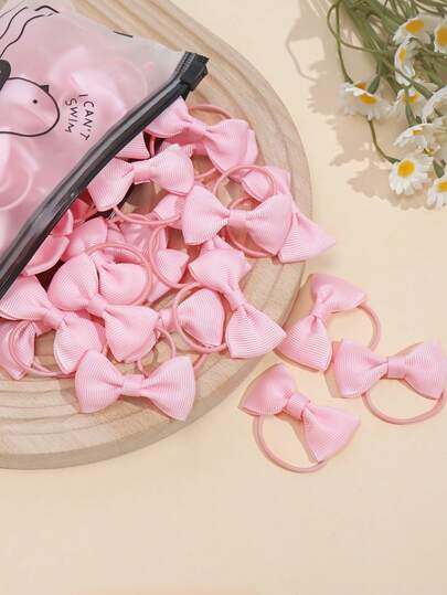 20pcs Multi-Color Bow Elastic Hair Ties, Cute Bow Elastic Hair Bands, Bow Elastic Hair Scrunchies