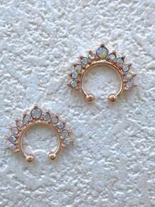 5/4/1 Multicolor Copper Diamond-Studded Nose Ring, Nose Stud Body Piercing No Hole Nose Jewelry Nose Clip Ear Clip Dual-Purpose Accessory With Size Marking For Clear Product Identification