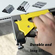 三合一重型手动订书机，配备 300 个订书钉，含起钉器，适用于木板、工艺品、织物 DIY 工具套装，可调功率，金属机身手动订书机，无需插电 - 黃色 - 查看 10