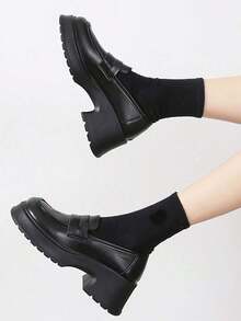 Women Wedge Sneakers - 黑色 - 查看 3
