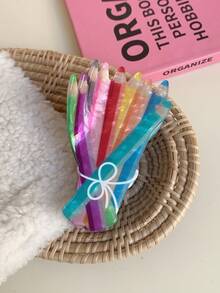 1 件返校文具形发夹 - 亚克力铅笔、尺子、爪夹、大号多色发夹、几何发夹、披肩半发髻发夹，适合返校、教师节、送给朋友、家人、老师、学校用品、大学的时尚发饰