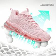 Womens Walking Running Shoes Air Cushion Breathable Fashion Tennis Sneakers Mesh Workout Casual Athletic Sports GymChristmas - 1 Hồng - Xem 5