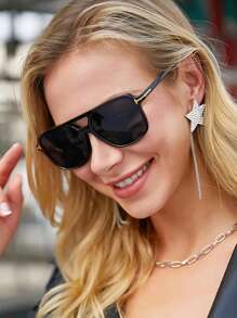 1PC Double-Beam T-Shaped Design Elegant Fashion Unisex Sunglasses Casual Travel Portable Beach Sunglasses Suitable For Birthday Parties, Outdoor Travel, Sports, Cycling, Driving, Fishing, Family Gatherings, Golf, Vacation Casual Sunglasses