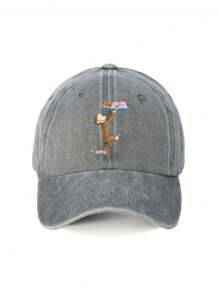 1 Stück "Affen"-Muster verstellbare Baseballkappe - im vintage Washed Stil, neutrale Kappe geeignet für Outdoor-Aktivitäten, unisex Mode, ideal als Geschenk