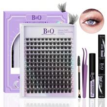 B&Qaugen Lash Clusters Kit Kit de extensión de pestañas naturales para principiantes Z01 144 PCS Wispy Eyelash Extension Kit 8-18 Mixed Cluster Eyelash Extensions Kit D Curl Diy Lash Extension Kit at Home(kit,Z01) - Negro - Ver 12