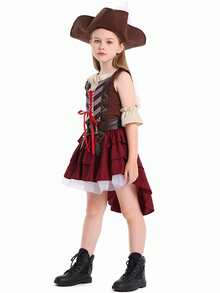 Girls Somali Pirate Role Play Set, Including Hat And Skirt, Suitable For Carnival Party, Festival Dress Up - Apricot - View 2