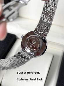PABLO RAEZ 1pc Lady Watch Pink Jewelry Accessories Women Wristwatch Vintage Charming Original Brand New Fashion AAA Stainless Steel Bracelets Chain Luxury Silver Color Non Tarnish Party Girls Casual CD Dress Watch Metal Steel Heavy Strap 50M Water Resistant Simple Casual Clock Female Elegant Rhinestone Quartz Watch - one-size - View 12