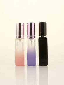 3pcs/6pcs/12pcs/18pcs 10ml Square Glass Refillable Makeup Toner Perfume Small Sample Transparent Fine Mist Spray Bottle, Black/Amber, With Funnel Atomizer, Rose Gold/Purple/Pink