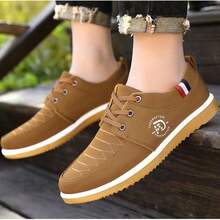 2025 新款男士商务正装时尚休闲系带低帮帆布鞋，百搭户外休闲运动鞋 - 黃色 - 查看 8