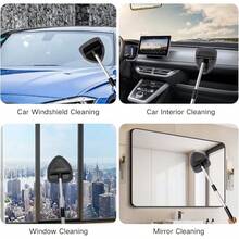 11pcs Auto Windshield Cleaning Kit With 6 Reusable Microfiber Pads, 2 Spray Bottles, Extendable Handles - Green, Popular Auto Cleaning Essential - 灰色的 - 查看 6