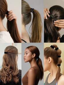 1Pc/3Pcs/5Pcs/10Pcs/20Pcs Fashionable Simple Style Black Hair Ties, Hair Accessories For Men And Women, Soft Braided Elastic Ponytail Holders, Hairband Scrunchies, Rubber Band, Bun & Ponytail Clips, Durable And Anti-Slip