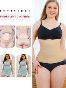 Nebility Womens' Mesh Waist Trainer Tummy Control Waist Cincher Slim Body Shaper - Beige - View 3