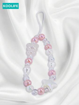 1 件 Koolife 水晶熊串珠挂绳，适用于手机/手腕/耳机/相机吊坠、短手机带、包钥匙扣，是送给母亲、家人、朋友、生日、节日手机壳装饰的理想礼物
