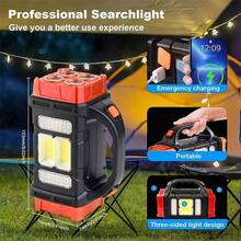 LED Solar Camping Light - Bright, Portable, Rechargeable, With Power Bank Function, USB Port, And LED Flashlight Features. It Boasts Long-Lasting Battery Life, A Durable Design, And Multiple Charging Options,Portable Rechargeable Flashlights, Ideal Hiking Camping Choices, Easily Tackle Various Outdoor Challenges, And Unleash Passion! - Red - View 9