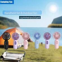 VanSmaGo Caming Fan Portable Mini Outdoor Fan Set [2/3/4/5/6/9/10 Pieces] Handheld Personal Small Fan With 3 Speed For Outdoor Travel, USB Rechargeable Battery Powered Durable Eyelash Fan, Multiple Colors - 5 chiếc Đen + Hồng + Xanh + Hồng + Tím - Xem 2