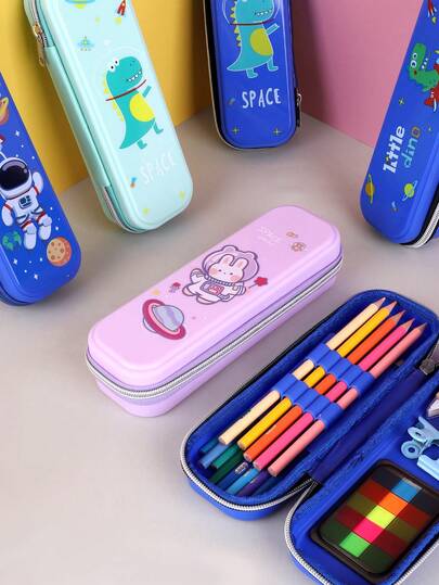 1 件，简约卡通铅笔盒，简约可爱文具盒多功能文具收纳盒，多图案，大容量，便携，适合学习者和工作者，学校用品，购买返校，返校季，感恩节，圣诞节，生日创意礼物，万圣节装饰，高端铅笔袋，学校用品，返校