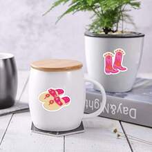 50pcs Pink Preppy Stickers Vinyl Aesthetics Stickers Decals For Scrapbook, Journaling, Laptop, Bumper, Skateboard, Water Bottles, Computer, Phone, Cartoon, Helmets, Cars - Multicolor - View 8