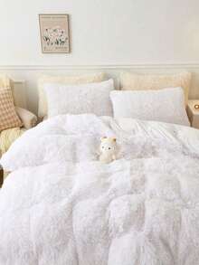 3 件纯色毛绒羽绒被套套装（1 个羽绒被套 + 2 个枕套，不含被子或枕头），柔软舒适，可机洗，适用于卧室、宿舍、酒店、床上用品装饰、节日礼物、秋季装饰、房间装饰