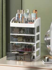 "4-Drawer Clear Cosmetic Organizer – For Makeup, Jewelry & Vanity Elegance" - trắng - Xem 2