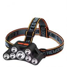 Linterna frontal portátil para exteriores, 7 luces LED, luz potente recargable para pesca nocturna, lámpara minera, pesca de largo alcance - Negro - Ver 2