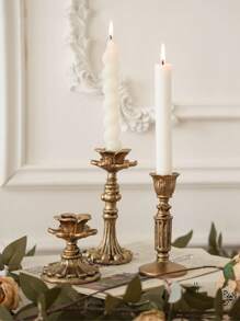 1 Piece French Vintage Style Worn Gold Candle Holder Base European Wedding Decor Home Decor, Decor, Festivals, Gifts
