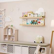Simple Wall Storage Rack Solid Wood Home Children's Room Floating Bookshelf Living Room Wall-Mounted Wooden Storage Rack