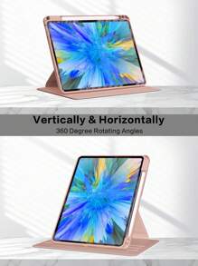 适用于 iPad 第 5/6/7/8/9/10/11 代、iPad Mini 第 6/7 代、iPad Air 第 1/2/3/4/5 代、11 英寸 (M2)/11 英寸 (M3)/13 英寸 (M2)/13 英寸 (M3)、iPad Pro 12.9 英寸（第 3/4/5/6 代）的 360° 旋转保护套，带笔槽 - 粉色