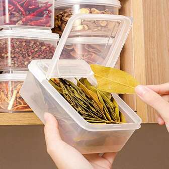 4pcs/8pcs Set Kitchen Home Spice Organizer White Single Compartment Storage Box, Octagonal Cinnamon Seasoning Condiment Box, Peppercorn Transparent Spice Jar Airtight Storage Container