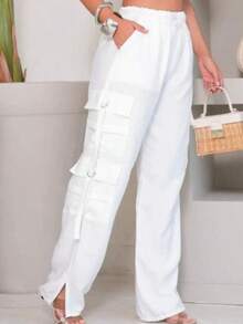 Calça Cargo Feminina 5 Bolsos Funcionais Varias Cores Look Urbano Ao Casual Ícone de Estilo