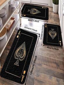 1件装豪华黑桃A扑克图案门垫，仿羊毛吸水加厚简约设计浴室垫，淋浴房创意地毯，可水洗涤纶室内地毯，防滑绒面装饰垫，适用于客厅、卧室、厨房、洗衣房、办公室、入口或地板，适合春秋季装饰，秋季、冬季厨房地毯 - 彩色 - 查看 10