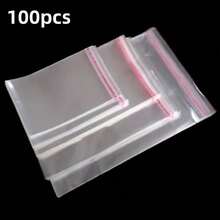 100 个大号自封玻璃纸袋自粘式透明可重复密封玻璃纸塑料袋,用于包装衣服、T 恤、裤子、饰品 - 白色 - 查看 3